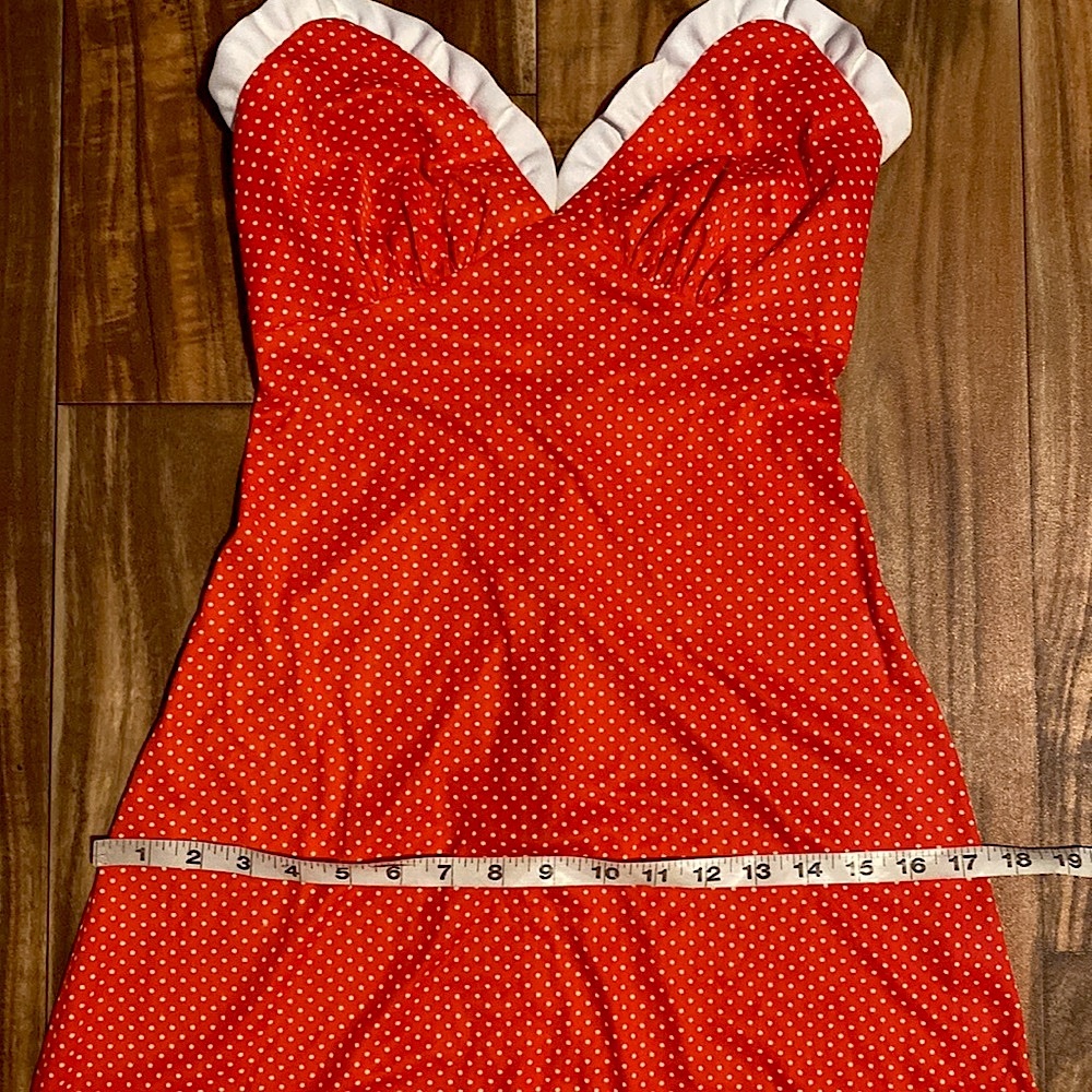 vtg Red Polka Dot Ruffle Maxi Dress - Picture 10 of 12